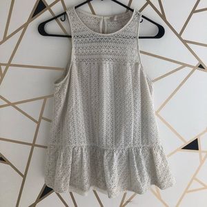 Loft sleeveless lace peplum top